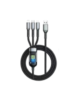 100W Multi Charging Cable 3 in 1 Multi USB Charger Fast Charging Cable Transparent With LED Indicator Nylon Braided Multiple Charger Adapter Cord With Type C Micro USB Port For Cell Phones Tablets