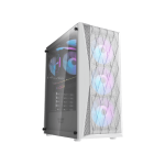 DarkFlash DK352 ATX PC Case, With 4 ARGB Fans, WHITE