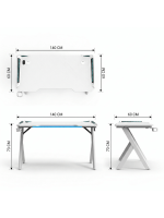 Gaming Desk RGB 120x60x72cm, White - Image 7