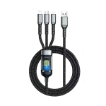 100W Multi Charging Cable 3 in 1 Multi USB Charger Fast Charging Cable Transparent With LED Indicator Nylon Braided Multiple Charger Adapter Cord With Type C Micro USB Port For Cell Phones Tablets