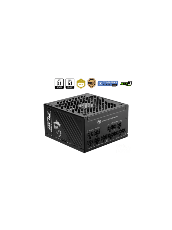 6-17 MSI MAG A1000GS PCIE5 1000W Power Supply, Full Modular, BLACK - Image 1