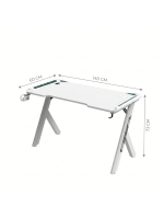 Gaming Desk RGB 120x60x72cm, White - Image 3
