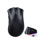 ATTACK SHARK V3 PRO Ultra-Light Tri-Mode Gaming Mouse with Charging Dock, PixArt PAW3311 Sensor, 1000hz Polling Rate, 25000 DPI, Dual-Layer Mouse Feet, 2.4G Wireless/Bluetooth/Wired, Omron Microswitches, BLACK